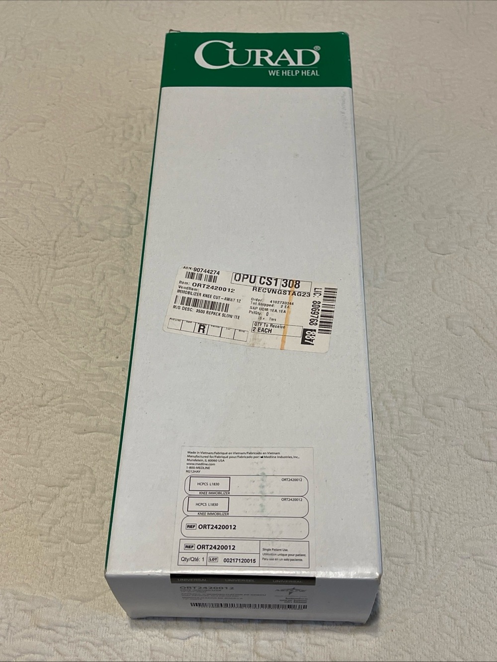 Medical Grade Medline Universal 12” Cut Away Knee Immobilizer. New In Box